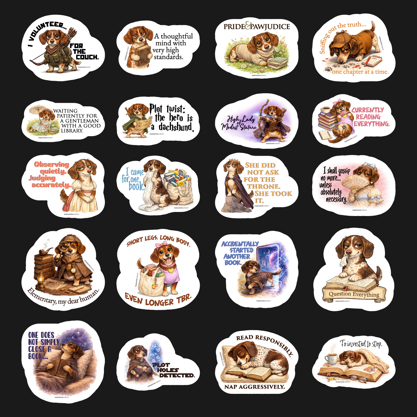 dachshund reading stickers