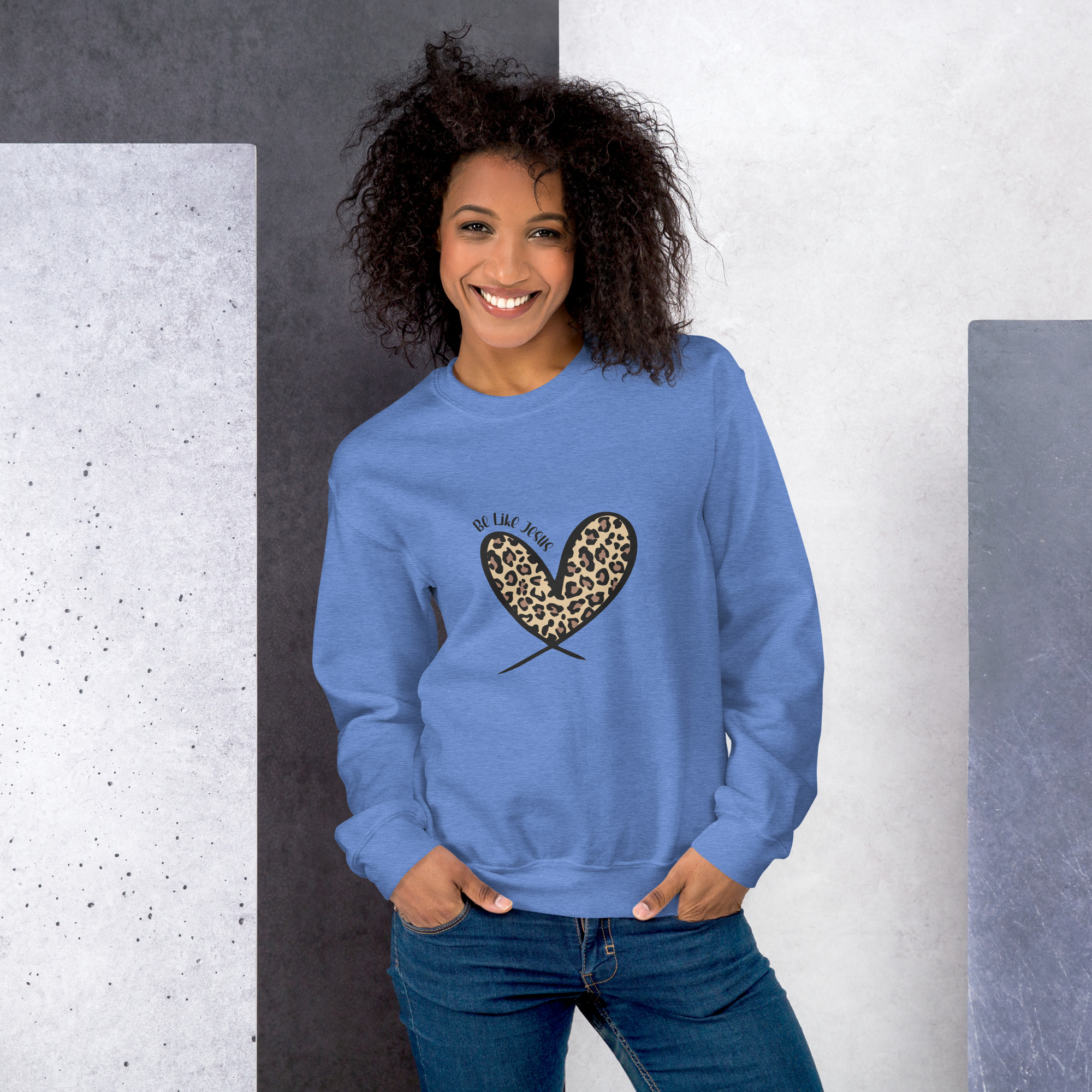 Be Like Jesus Leopard Heart Sweatshirt - Image 6