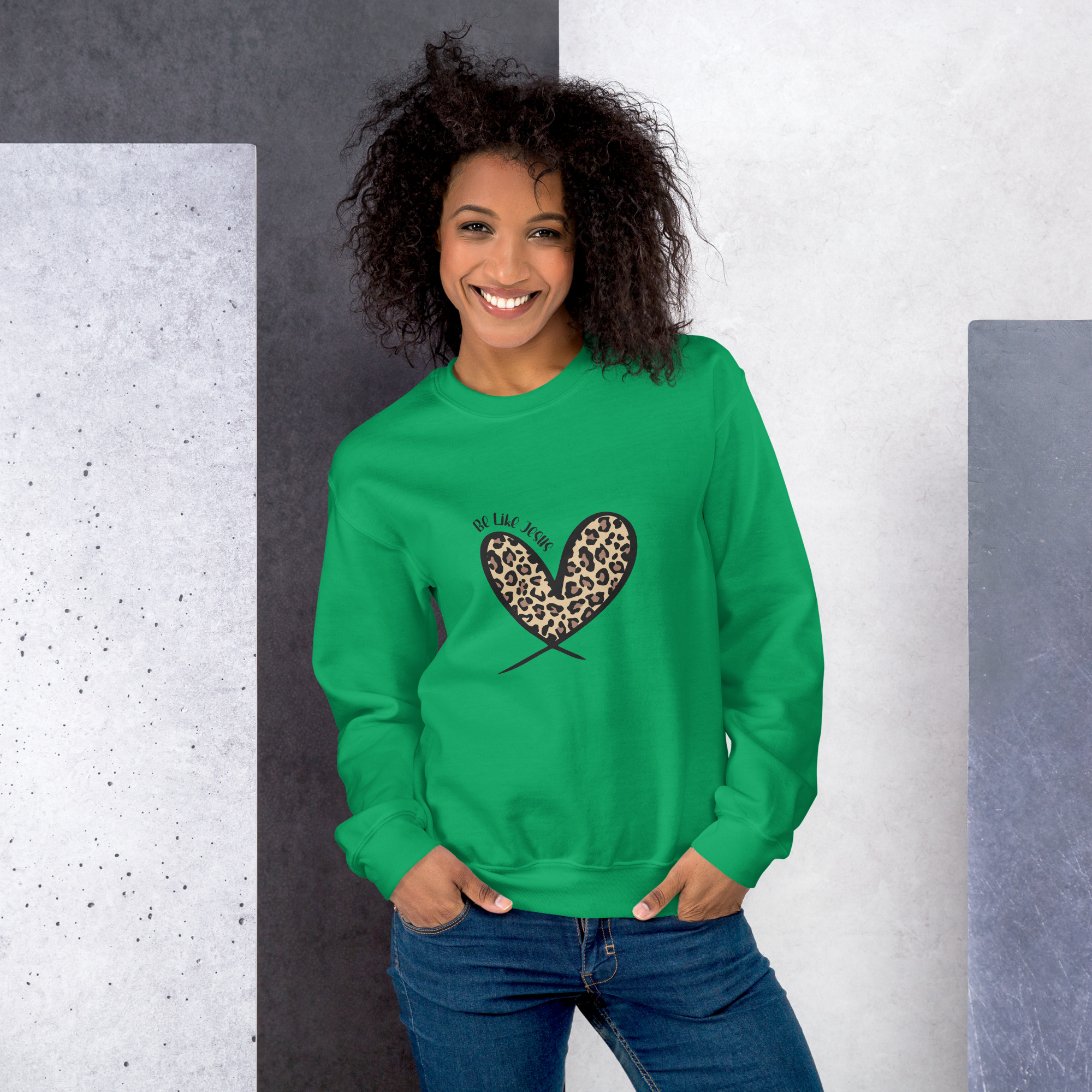 Be Like Jesus Leopard Heart Sweatshirt - Image 5