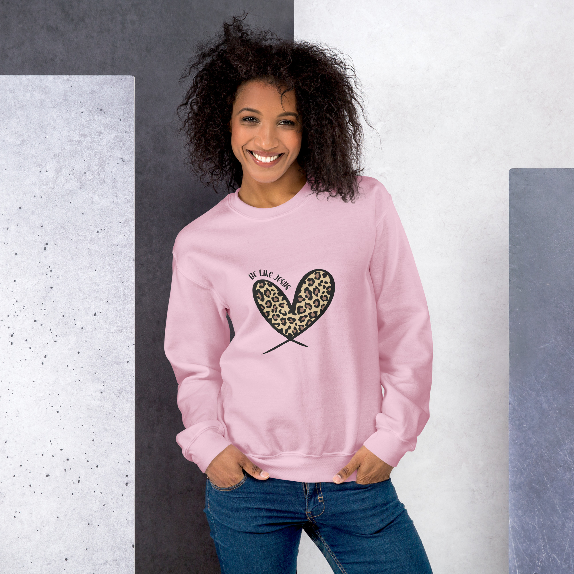 Be Like Jesus Leopard Heart Sweatshirt - Image 11