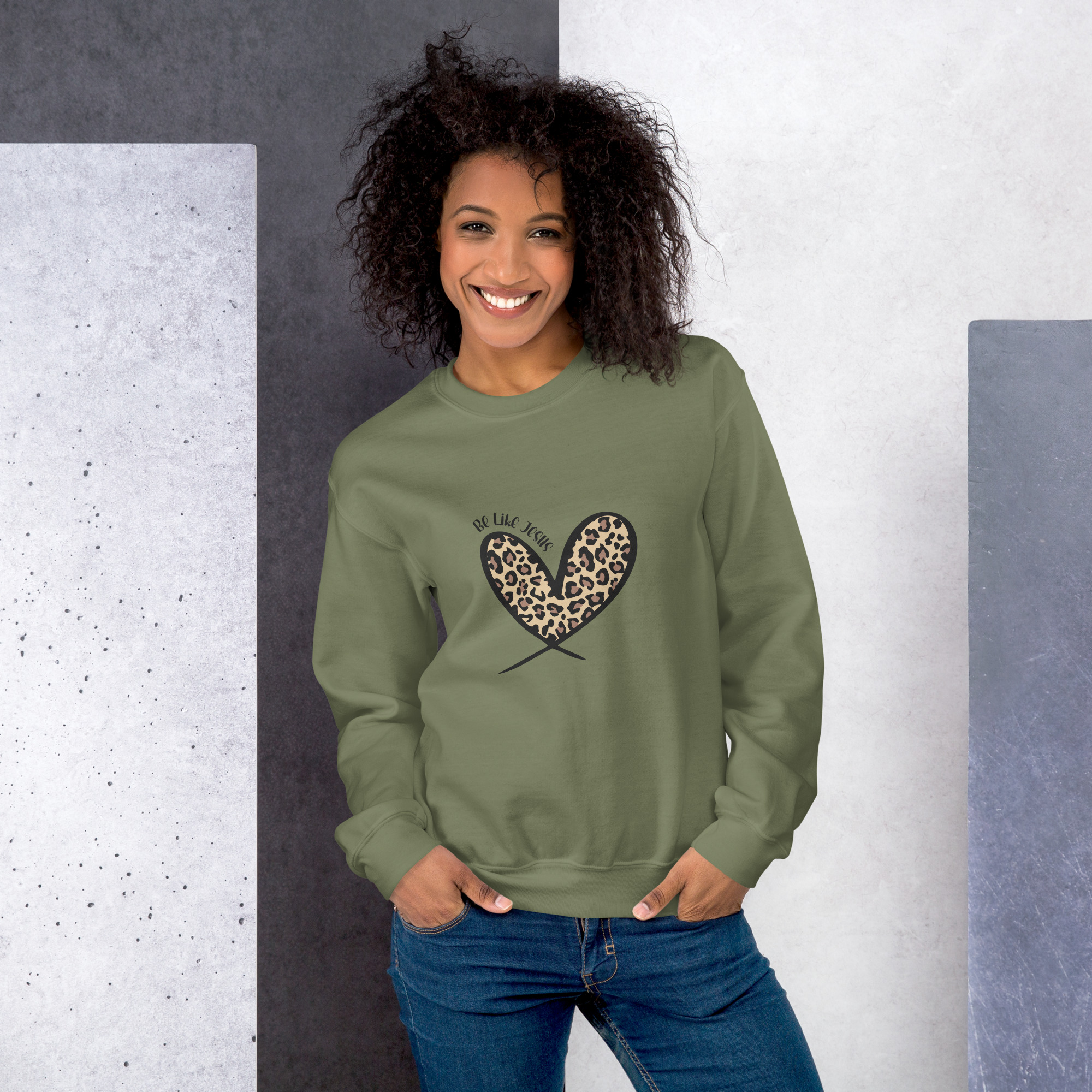 Be Like Jesus Leopard Heart Sweatshirt - Image 4