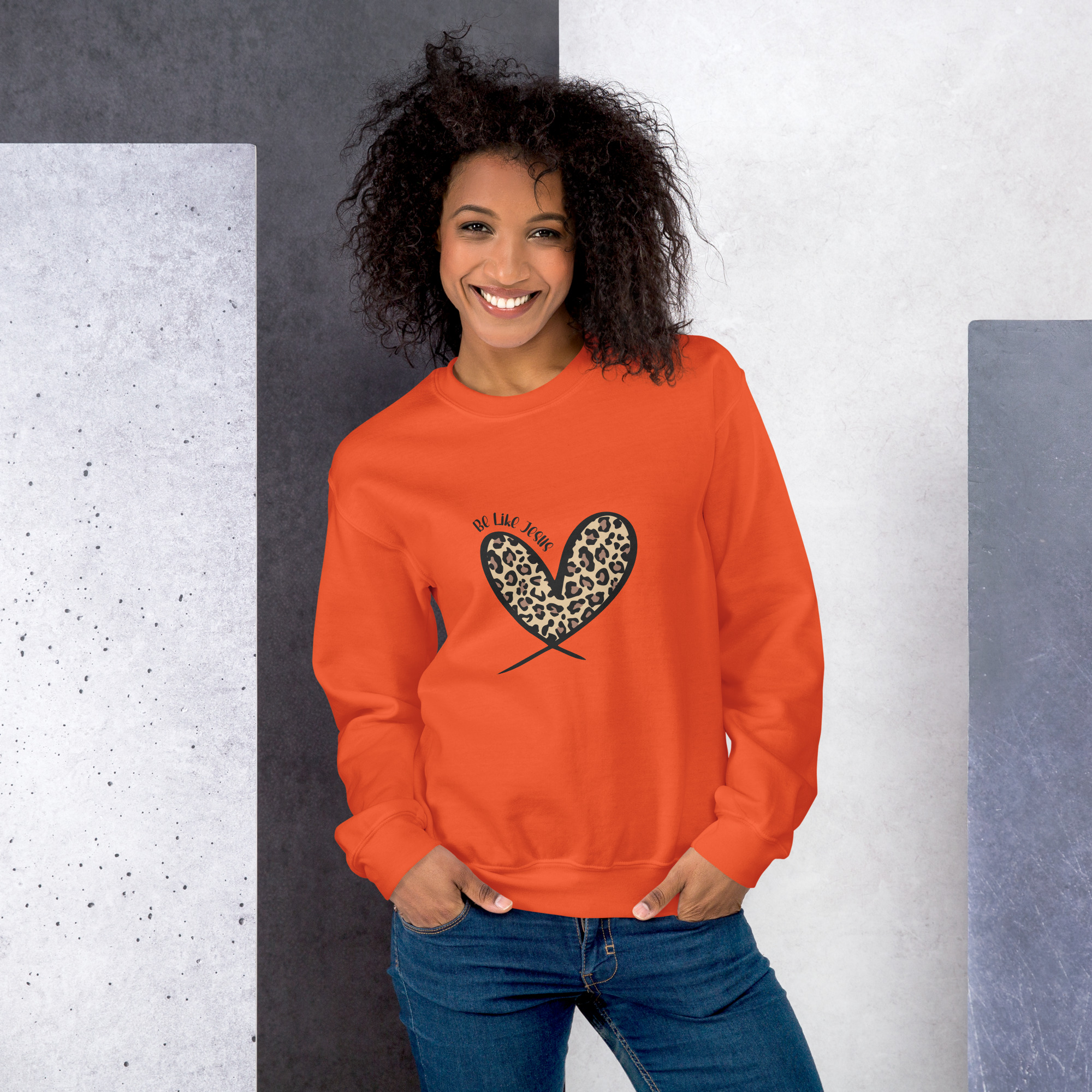 Be Like Jesus Leopard Heart Sweatshirt - Image 3