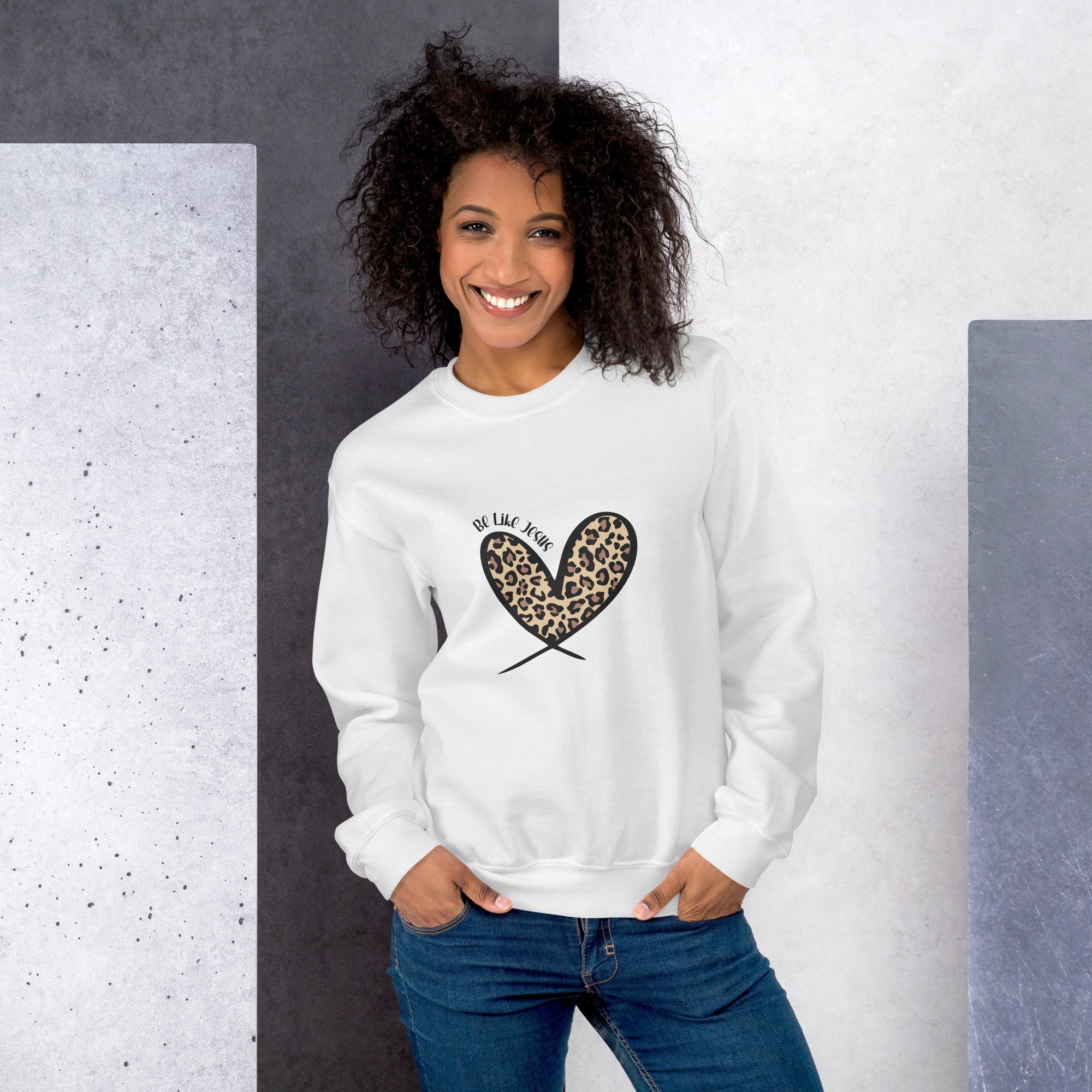 Be Like Jesus Leopard Heart Sweatshirt - Image 13